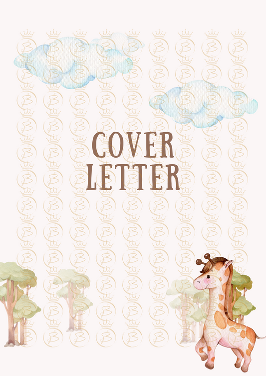 Wild Wonders Letter cover featuring jungle animals like giraffes, lions, and elephants, with a playful and adventurous theme for school applications.